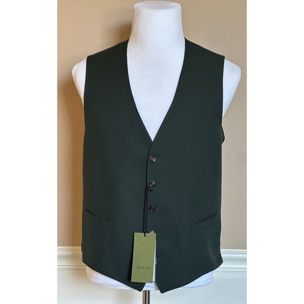 Gucci Fluid Drill Deep Bottle Green Vest 42R US/52R Euro Italy 673191 NWT